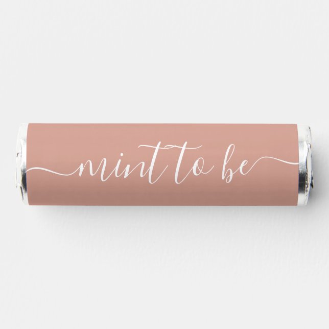 Simple Rose Gold "Mint to Be" Favor Label (Front)