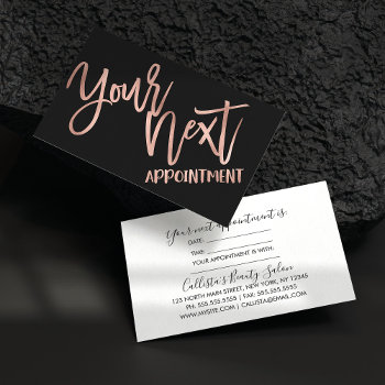 Simple Rose Gold Modern Typography Black White Appointment Card by _LaFemme_ at Zazzle