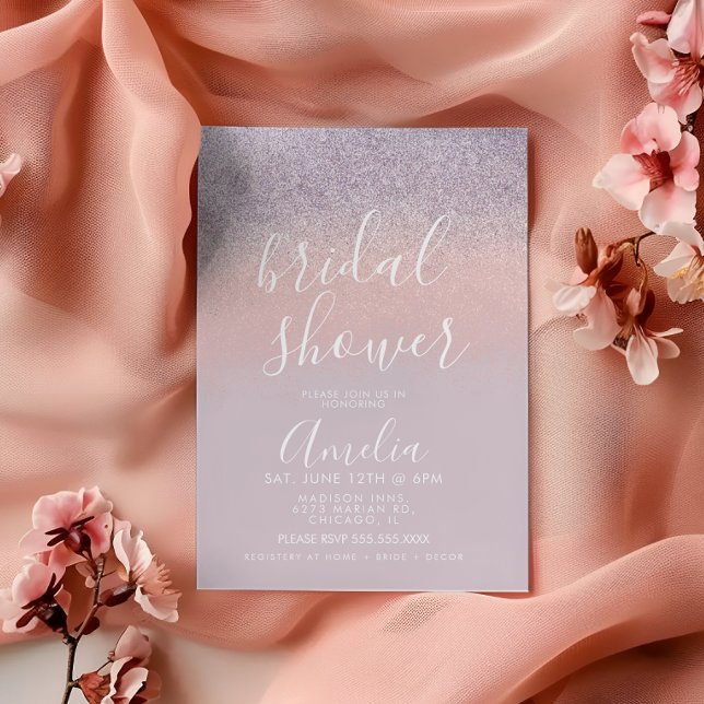 Simple Rose Gold Pink Bridal Shower Glitter Invitation (Creator Uploaded)