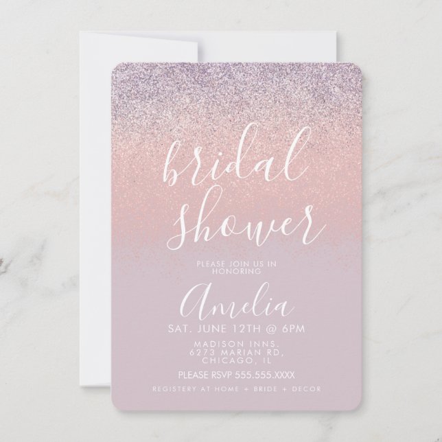Simple Rose Gold Pink Bridal Shower Glitter Round (Front)