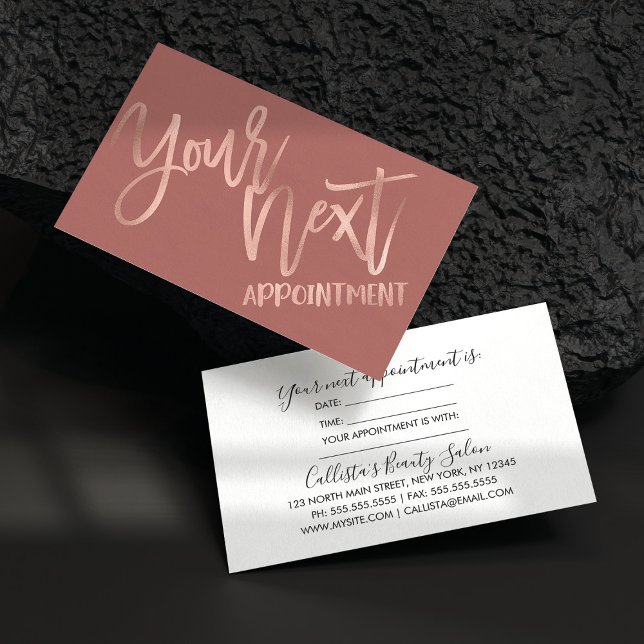 Simple Rose Gold Pink Modern Typography Appointment Card (Creator Uploaded)