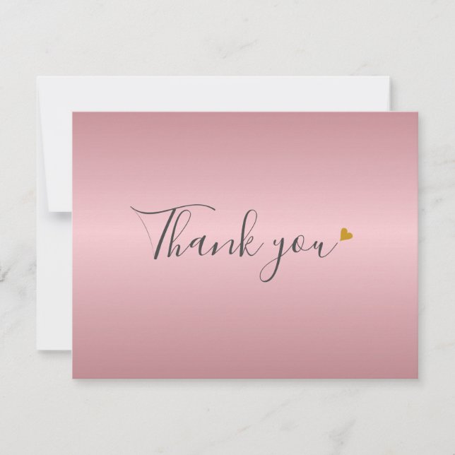 Simple Rose Gold Script Business Thank You Card (Front)