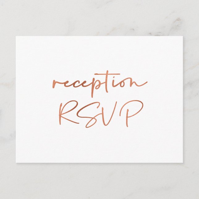 Simple Rose Gold Script Meal Choice Reception RSVP Postcard (Front)