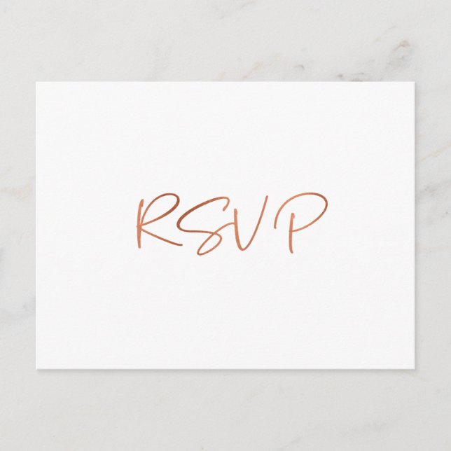 Simple Rose Gold Script Meal Choice Reception RSVP Postcard (Front)