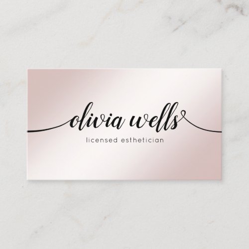 Simple Rose Gold Signature Script Beauty Salon Business Card