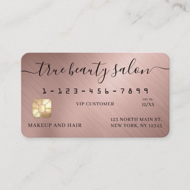 Simple Rose Gold Signature Script Credit Card (Front)