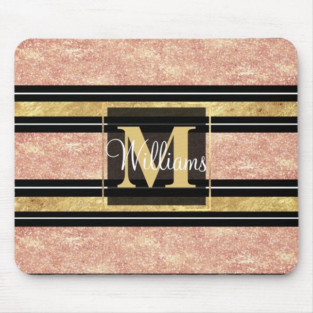 Simple rose gold stripes pattern mouse pad (Front)