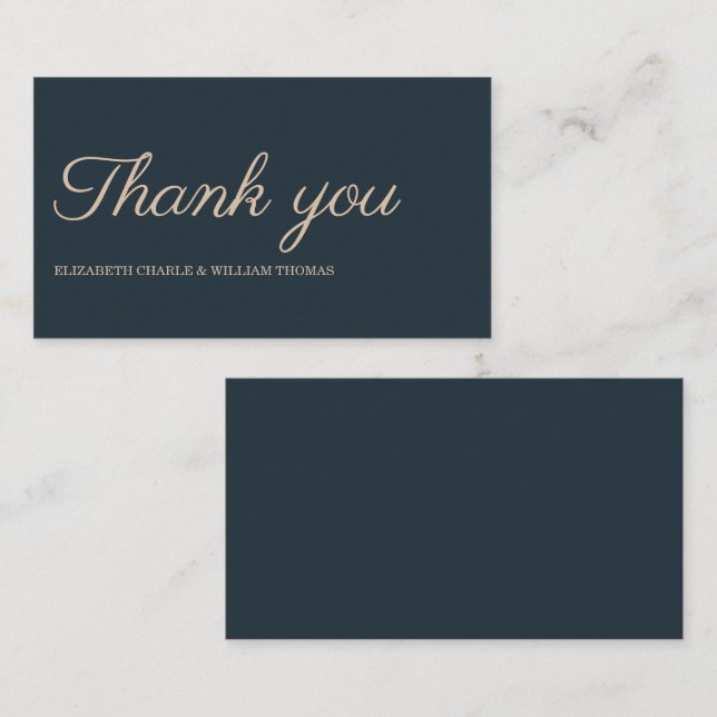 Simple Rose-Gold Typography Wedding Thankyou Card (Front/Back)