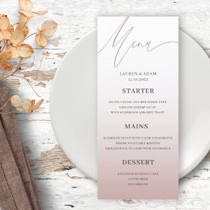 Simple Rose Gold Wedding Dinner Menu