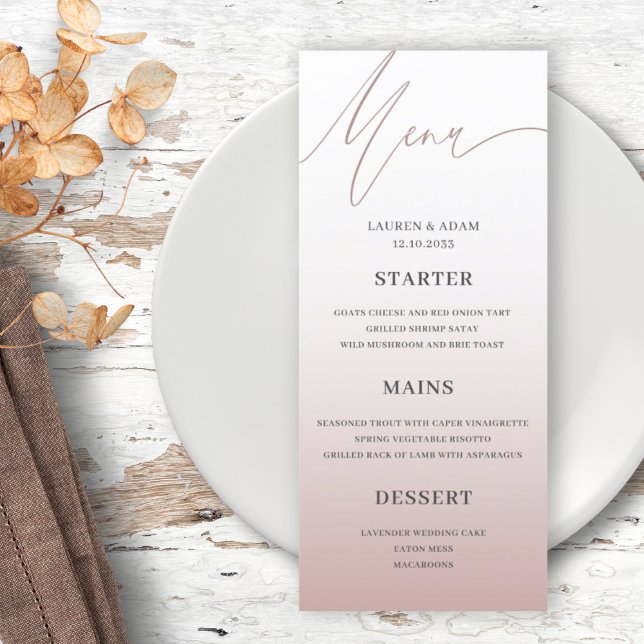 Simple Rose Gold  Wedding Dinner Menu (Creator Uploaded)