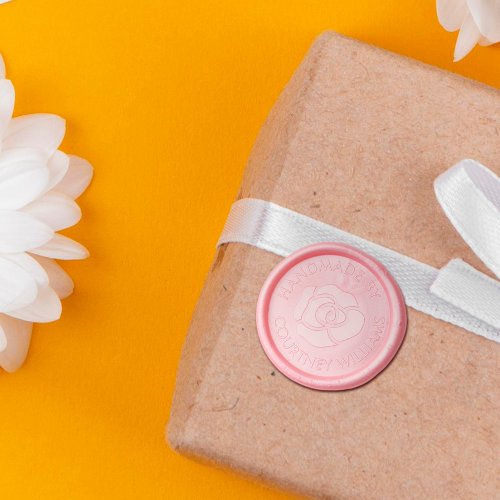 Simple Rose Handmade By Your Name Wax Seal Sticker