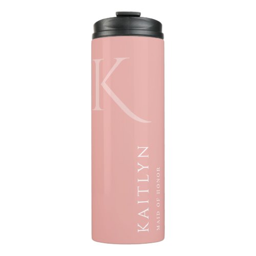 Simple Rose Monogram Personalized Maid of Honor Thermal Tumbler