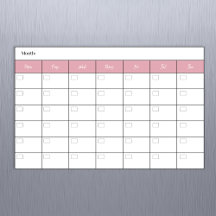Simple Rose Monthly Calendar