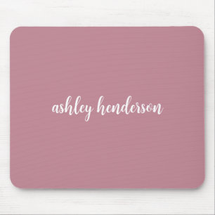 Simple Rose Pink Full Name Monogrammed Mouse Pad