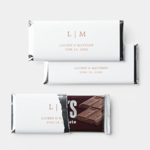 Simple Rose Pink Monogram Elegant Wedding Hershey Bar Favors