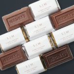 Simple Rose Pink Monogram Elegant Wedding Hershey's Miniatures<br><div class="desc">Simple wedding favor Hershey's Miniature candy featuring a modern yet elegant design with your two letter monogram along with your names and date in rose gold over a white background. The back has your personalized message. The font and background colors may be changed to any colors you wish by clicking...</div>