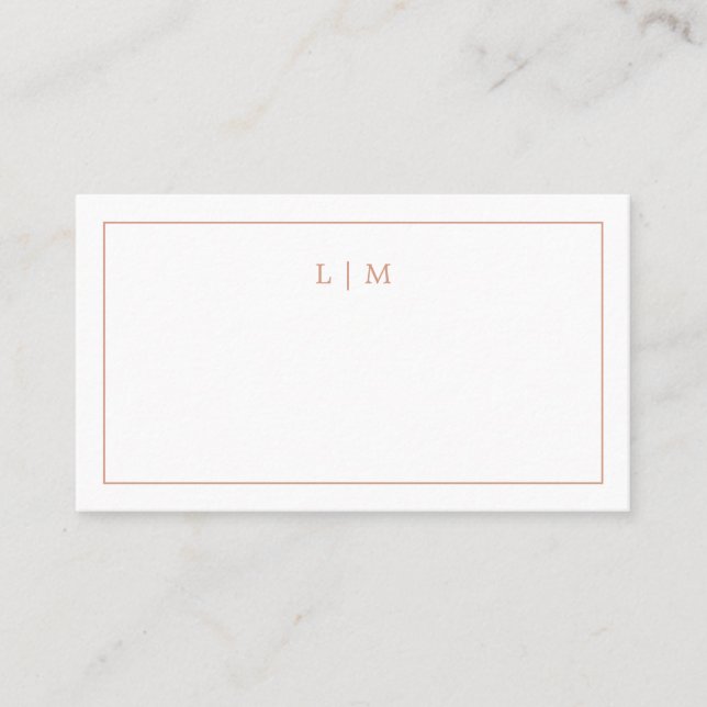 Simple Rose Pink Monogram Elegant Wedding Place Card (Front)