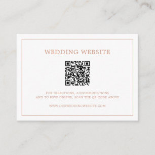 Simple Rose Pink Monogram QR Code Elegant Wedding Enclosure Card