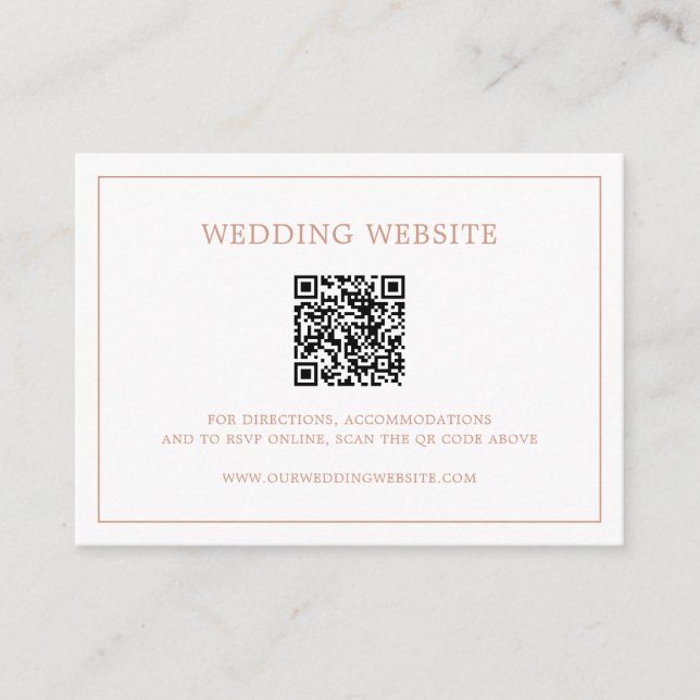 Simple Rose Pink Monogram QR Code Elegant Wedding Enclosure Card (Front)
