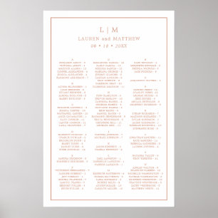Simple Rose Pink Monogram Wedding Seating Chart