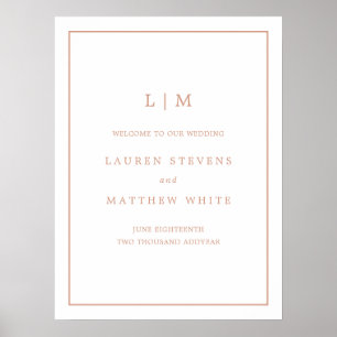 Simple Rose Pink Monogram Wedding Welcome Sign