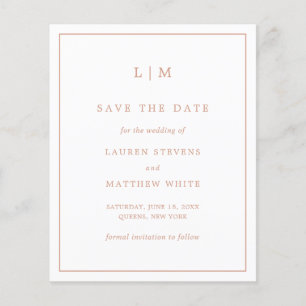 Simple Rose Pink Wedding Budget Save the Date