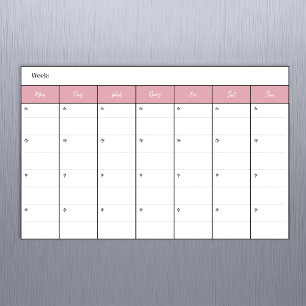 Simple Rose Weekly Calendar Magnetic Dry Erase Sheet