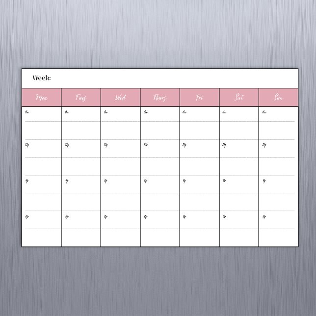 Simple Rose Weekly Calendar Magnetic Dry Erase Sheet (17 x 11 Landscape Dry Erase Weekly Calendar with Magnetic Backing.)