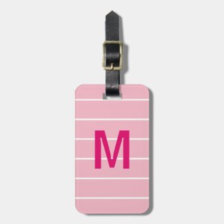 Simple Rose White Lines Pink Bold Monogram Luggage Tag