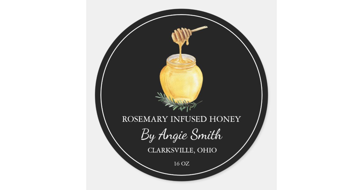 Simple Rosemary Infused Honey Label | Zazzle