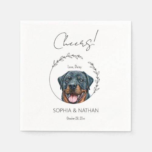 Simple Rottweiler Dog Wedding Cocktail  Napkins