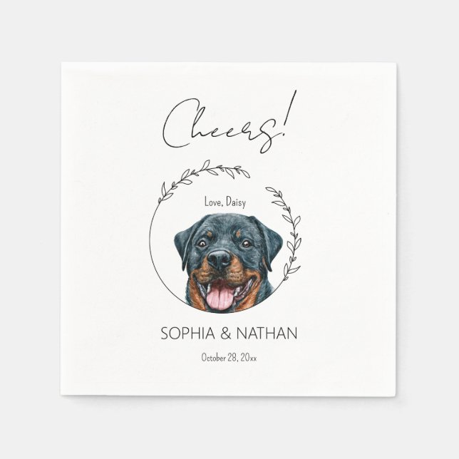 Simple Rottweiler Dog Wedding Cocktail  Napkins (Front)