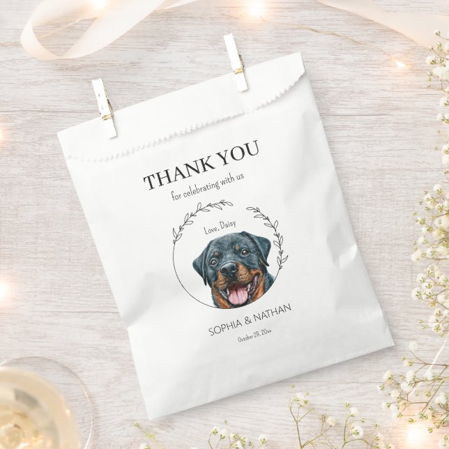 Simple Rottweiler Dog Wedding Thank You Favor Bag (Clipped)
