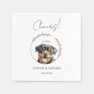 Simple Rottweiler Puppy Dog Wedding Cocktail Napkins