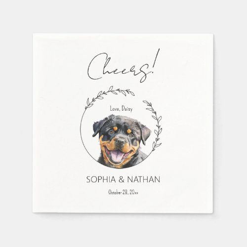 Simple Rottweiler Puppy Dog Wedding Cocktail  Napkins