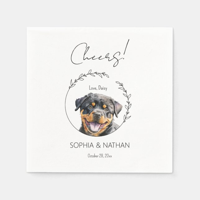 Simple Rottweiler Puppy Dog Wedding Cocktail  Napkins (Front)