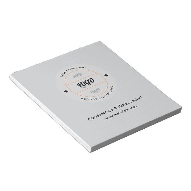 Simple Round Business Logo & Text Company Custom  Notepad (Angled)
