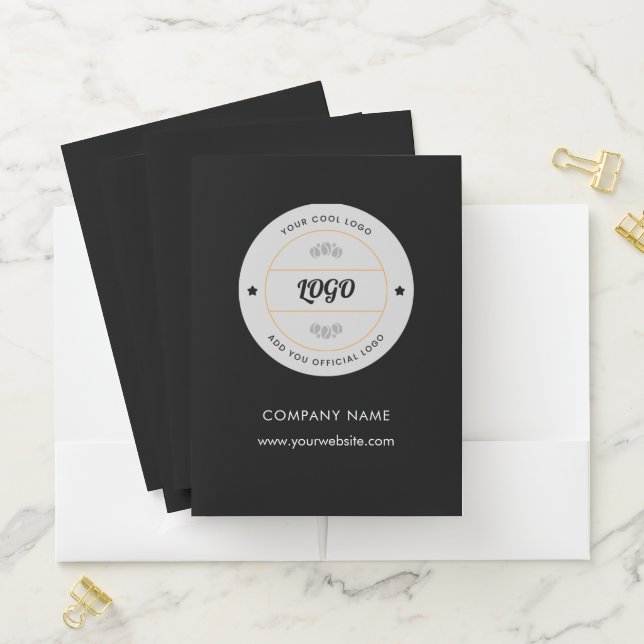 Simple Round Business Logo & Text Company Custom Pocket Folder (In Situ)