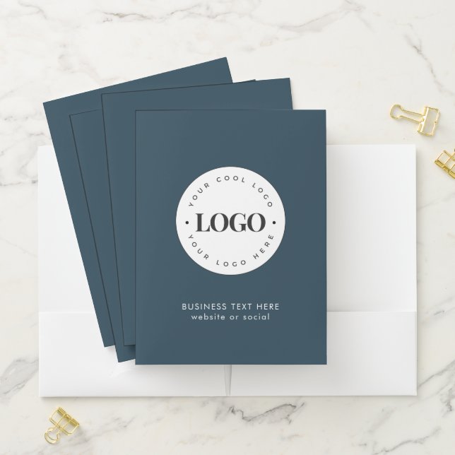 Simple Round Business Logo & Text Company Custom Pocket Folder (In Situ)