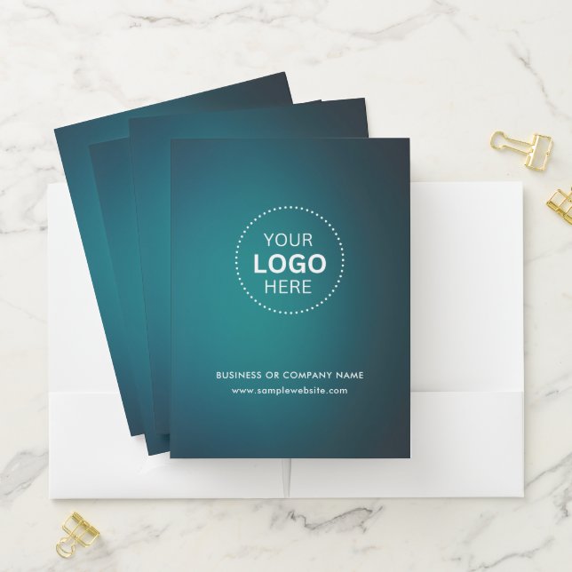 Simple Round Business Logo & Text Company Custom Pocket Folder (In Situ)