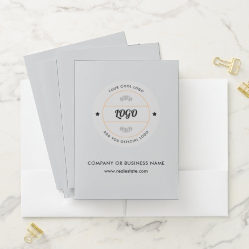 Simple Round Business Logo & Text Company Custom Pocket Folder