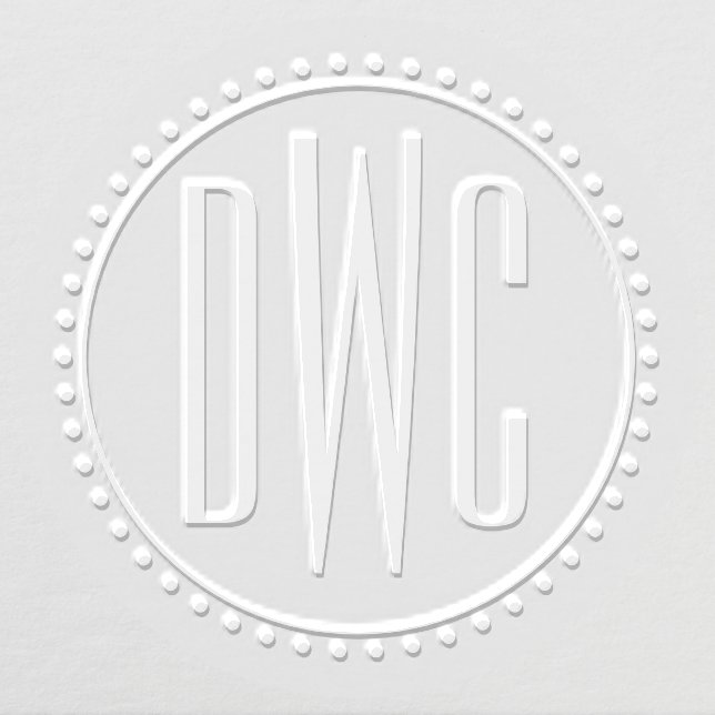 Simple Round Frame 3 Initial Letter Monogram #8MSD Embosser (Design)