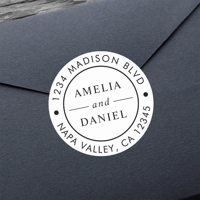 Simple Round Return Address Classic Round Sticker (Creator Uploaded)