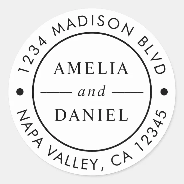Simple Round Return Address Classic Round Sticker | Zazzle