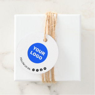 Simple Round White Add Your Logo Social Media Favor Tags