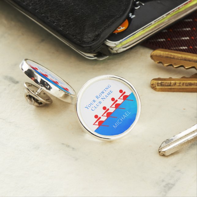 Simple Rowing Club Crew Team Lapel Pin (In Situ)