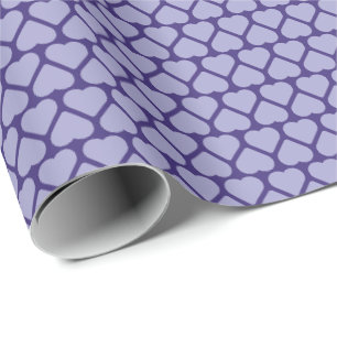 Simple Rows of Small Lavender Hearts on Purple Wrapping Paper