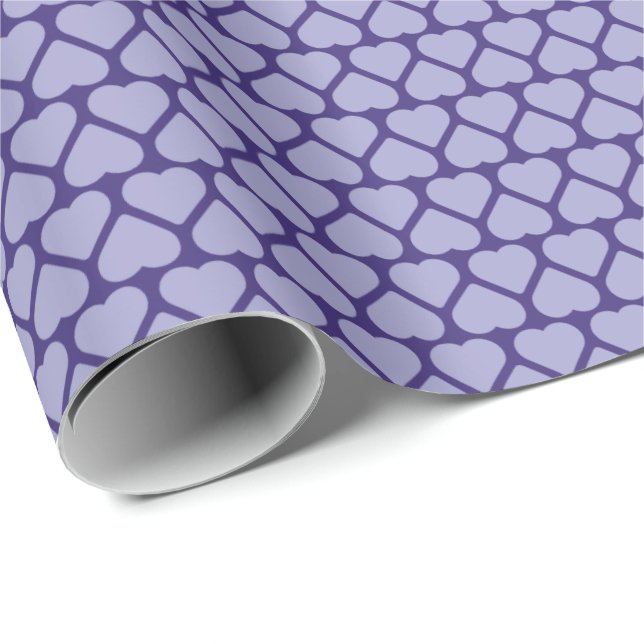 Simple Rows of Small Lavender Hearts on Purple Wrapping Paper (Roll Corner)