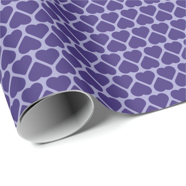Simple Rows of Small Purple Hearts on Lavender Wrapping Paper (Roll Corner)