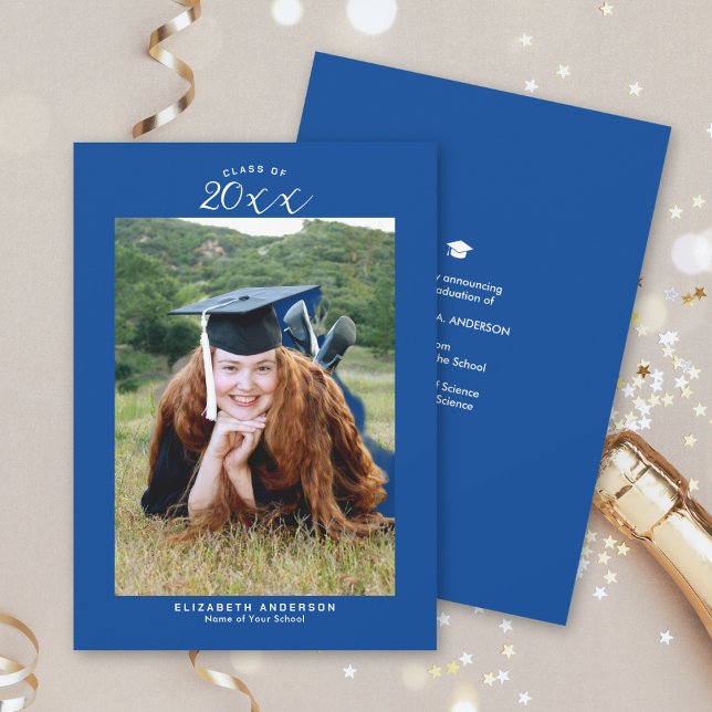 Simple Royal Blue Class of 2026 Graduation Photo Announcement (Creator Uploaded)